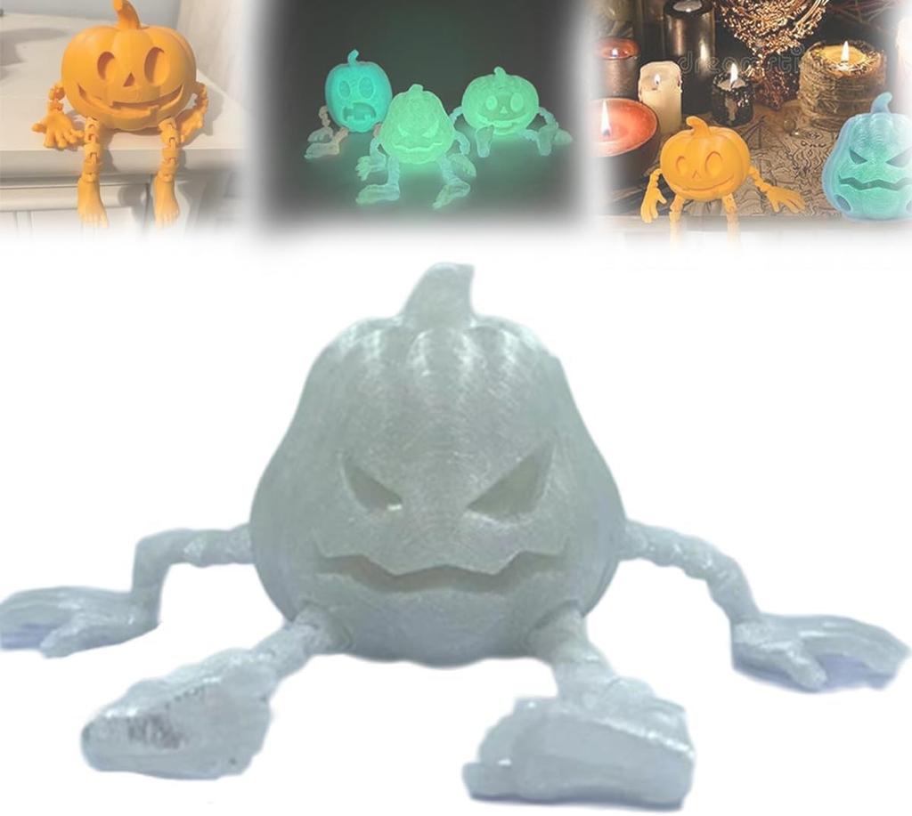 7CM 3D-tryckt Pumpa Män Festdekorationer Rekvisita Tillbehör Hemma Halloween Pumpa Tryckt Ledad Självlysande Pumpaman