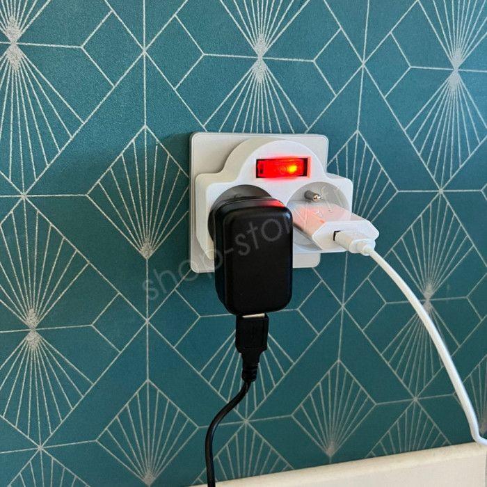 Double Socket - DUOPLUG - 4x - 16A - 230V - Integrated Switch