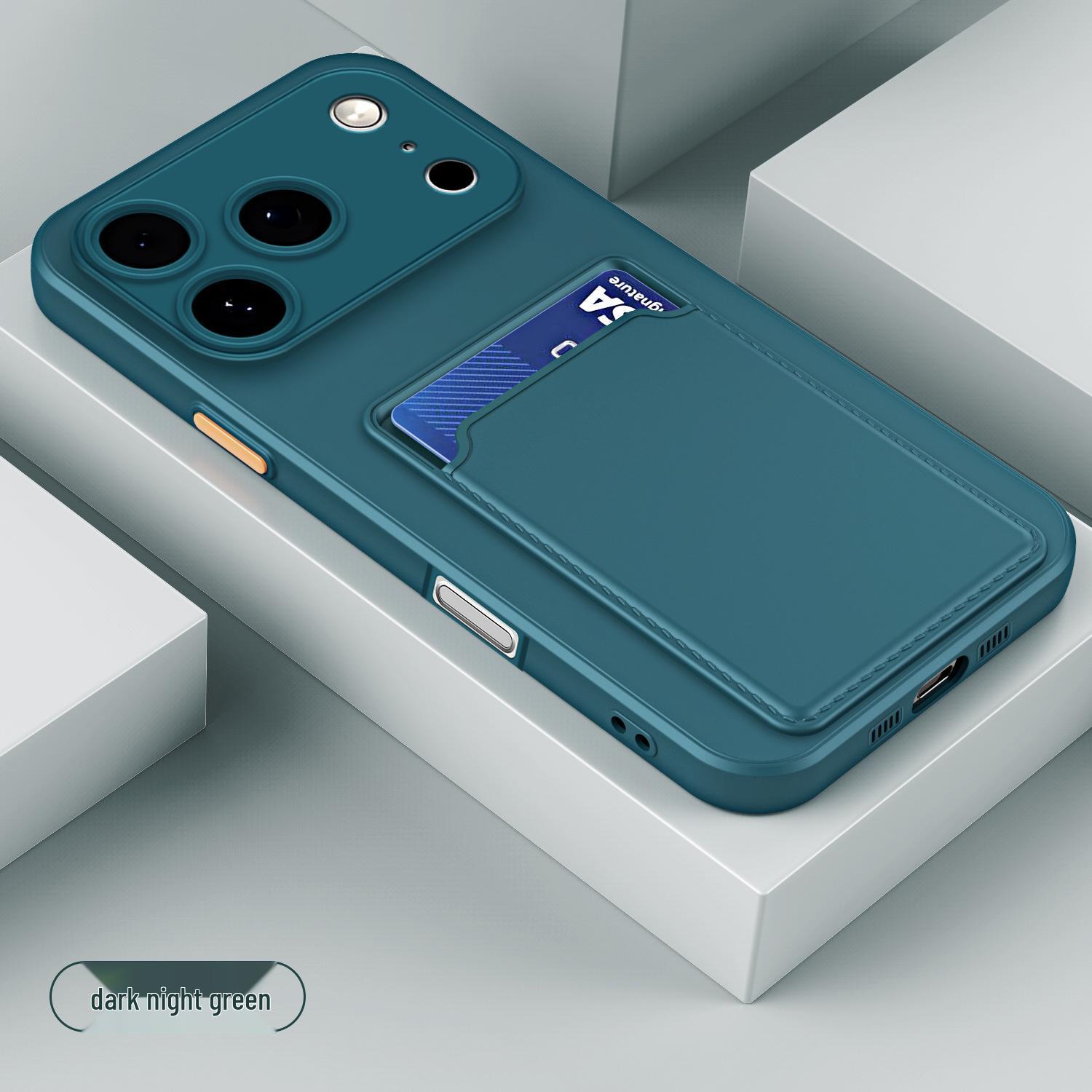 

Чехол-картхолдер для iPhone 17/16 Pro Max, силиконовый чехол Apple 15 Pro с цветными блоками для iPhone 13/12. iPhone 7/8/SE 2020 полночь зеленый