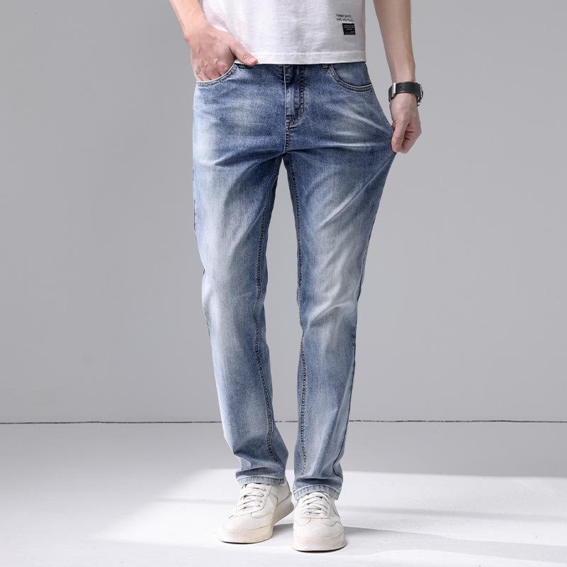 

Spring and Summer New Men s Pure Cotton Slim Straight Stretch Jeans and Trousers Men 28
