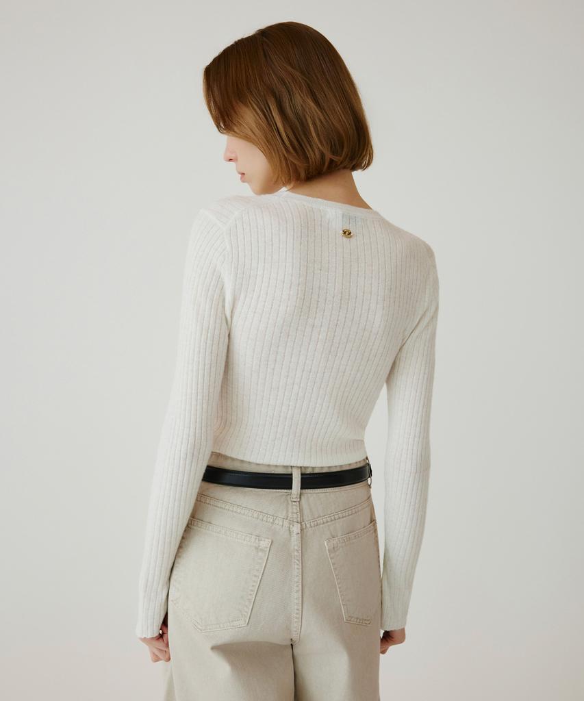 Siyajyu Sikn2177 Hairy Ribbed Knit_Cream