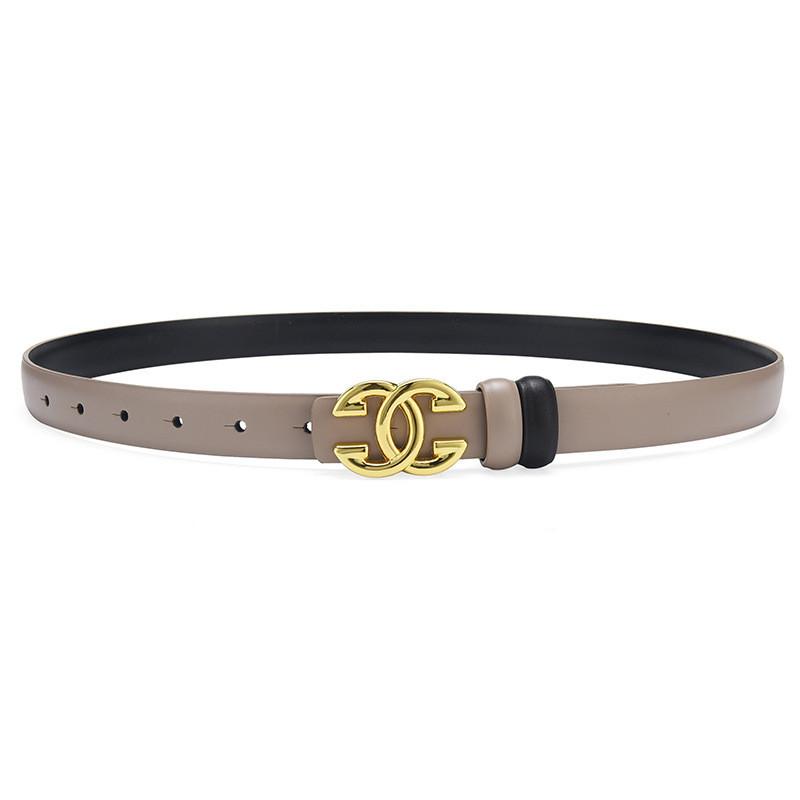 Ladies Leather Belt With Alphabet Alloy Buckle For Business Casual And Fashion Enhancing Style
