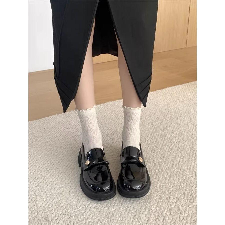 British Small Leather Shoes 2025 Autumn New Gold Coins Doudou Shoes Increase the Height of One Pedal Platform Loafers Women's Ins Tide