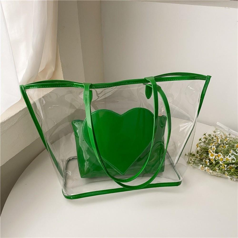 Versatile Transparent Handbags Large Capacity Beach Bag Jelly Color Shoulder Bag Trendy Fashion