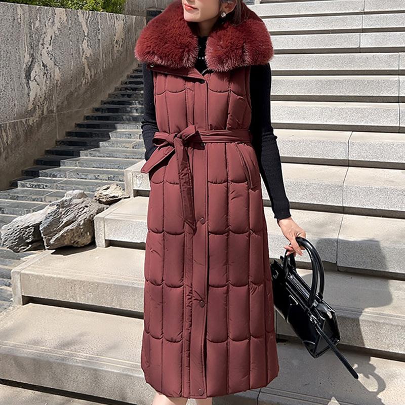 Detachable Sleeves Plus Size L-7XL Fashion Woman Winter Coats With Belt Big Faux Fur Collar Long Parkas Hooded Loose Thick Female Jackets