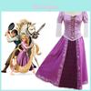 Elegantní Dospělá Pohádková Princezna Rapunzel Zamotaná Cosplay Kostým Pro Halloweenské Párty