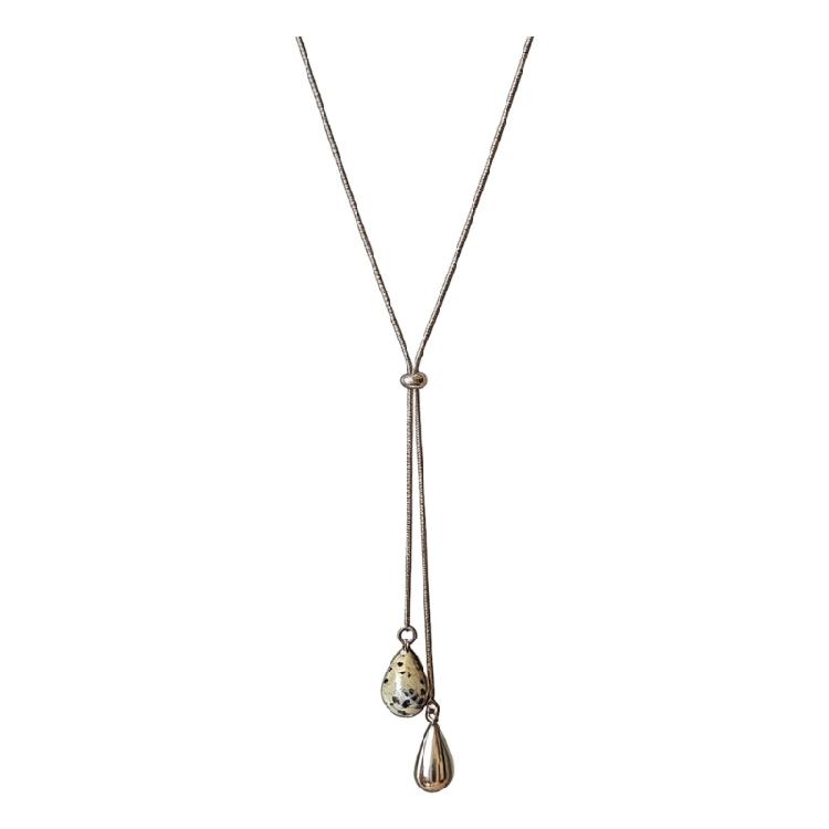 Alloy Teardrop Pendant Necklace Sophisticated Long Sweater Chain With Adjustable Length Fashion Accessory