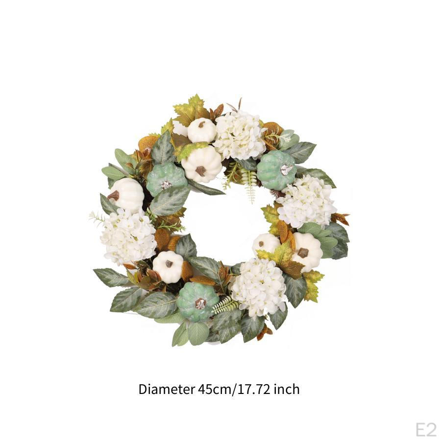 Pumpkins Autumn Wreath Maple Leaves Decorative Front Door Outside for Fireplace Party