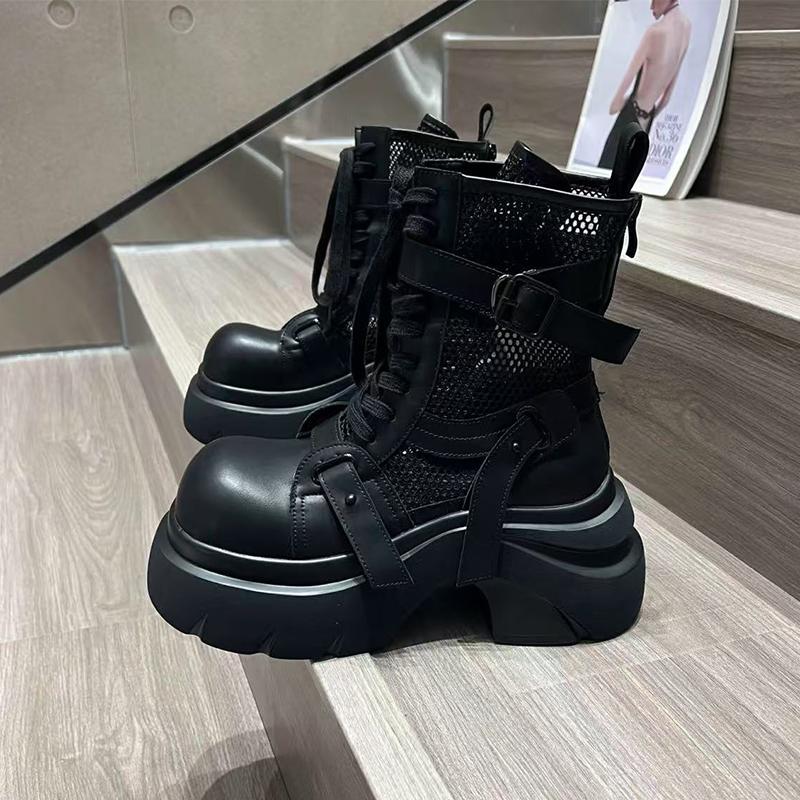 

Женские ботильоны на высоком каблуке, дизайнерские сетчатые туфли на платформе, осенняя мода, ботинки челси, новый тренд, платье Mujer De Sandalias 37