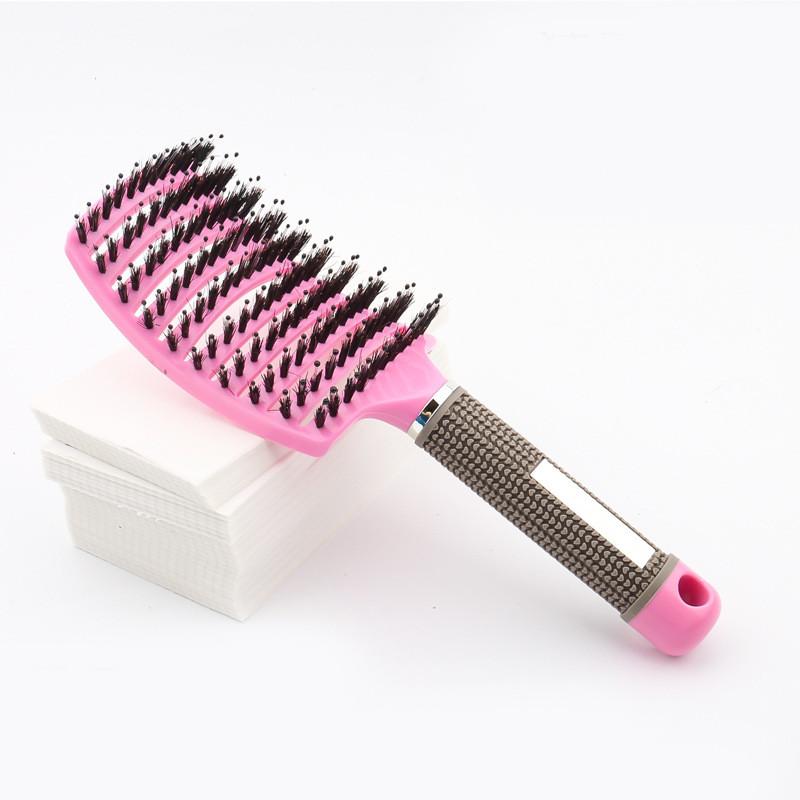Premium Large Curved Hair Comb With Antistatic Boar Bristle For Effortless Styling