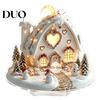 Holiday Snowman Tabletop Figurines Christmas Winter Ornaments, Double-sided Acrylic Snowman/Santa Claus/Reindeer/Cottage Table Double Sided Ornaments