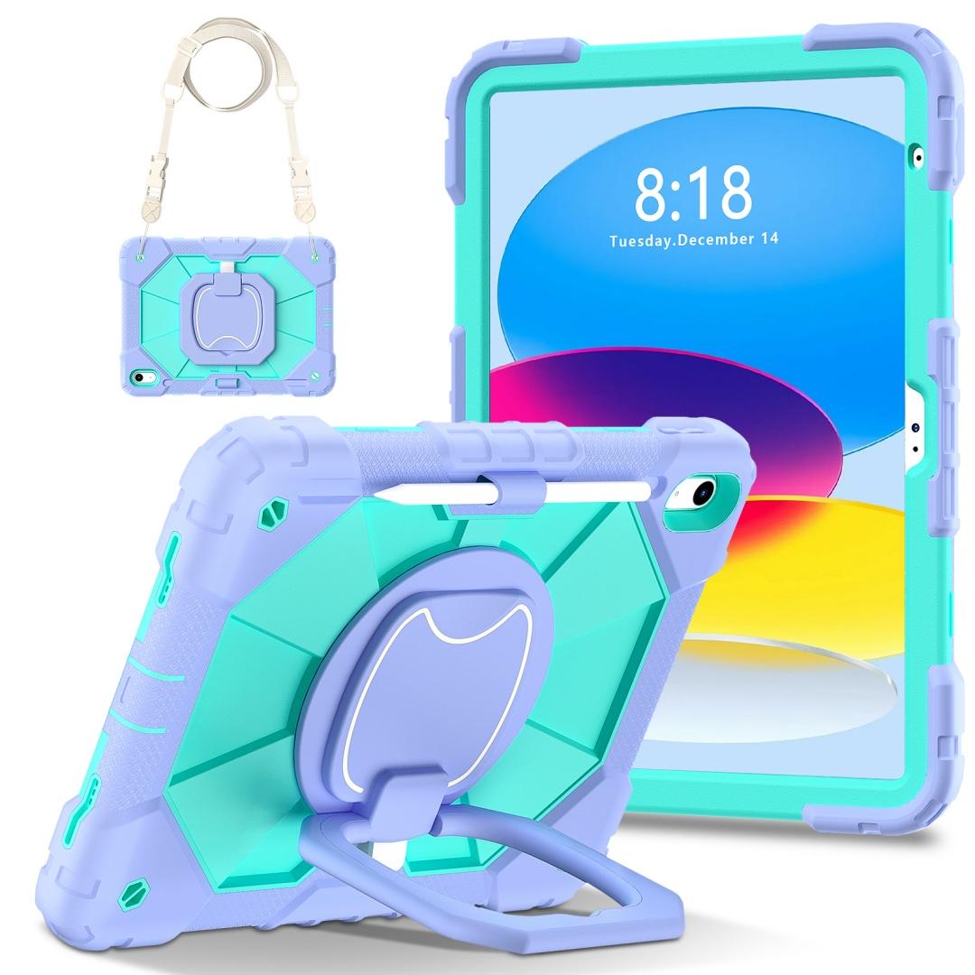 

Для Apple iPad (2025) Поворотна на 360° рукоятка, міцна захисна підставка, ТПУ+ПК, 3-в-1, антидетонаційний ударостійкий чохол для планшетів та ПК iPad (2025) лаванда фіолетовий колір