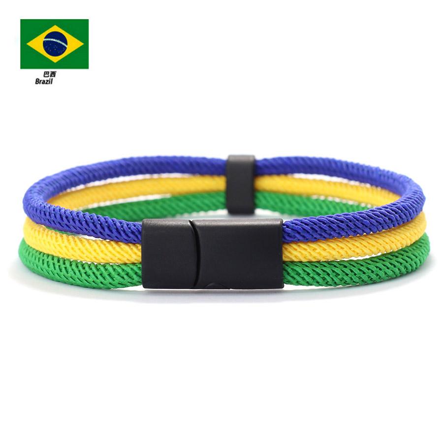 

Multi Color Size National Flag Color Charm Bracelet Unisex Detachable Magnet Buckle Wrap Braslet Grade A 4mm Rope Braclet Joias 20.5cm(8.1inch)