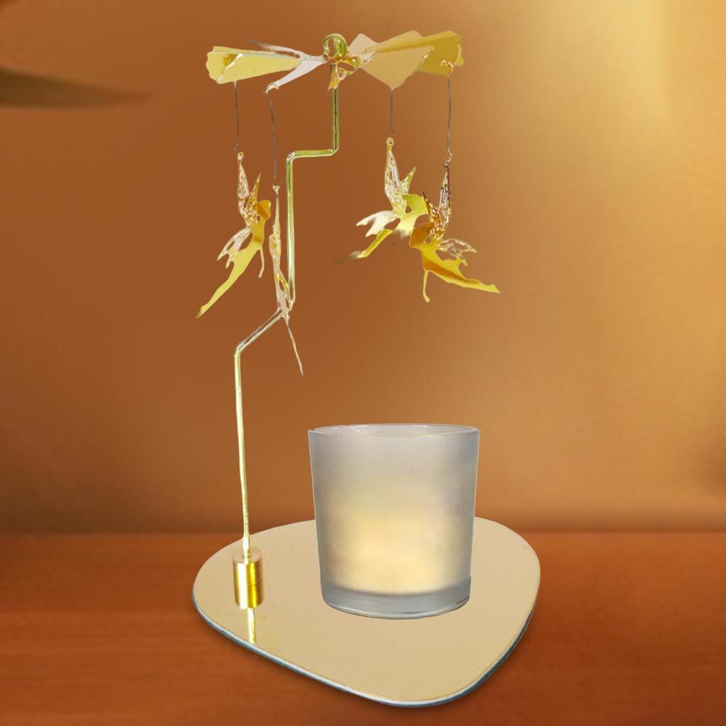 Hot Sale Metal Rotating Candle Holder Christmas Carousel Tea Light Candlestick Stand Tray for Home Wedding Party Table Decors