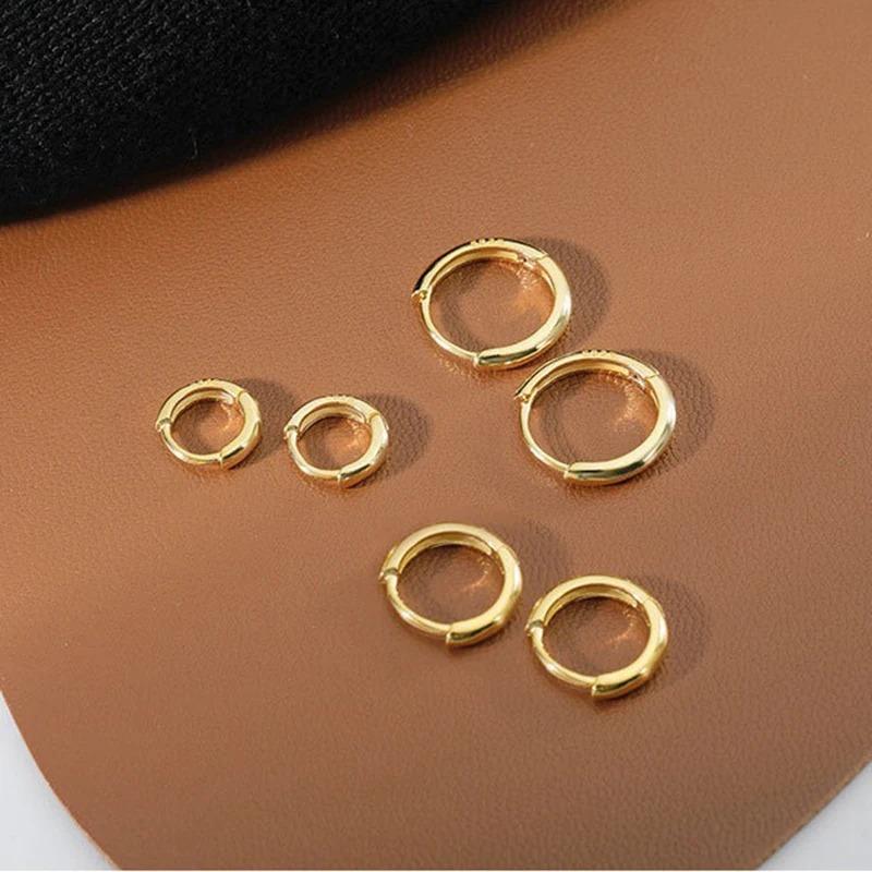 2pcs Fashion Hoop Earrings, Gold Color Tiny Cartilage Earrings Piercing Zircon Trendy Female Hoops Earrings For Women Men