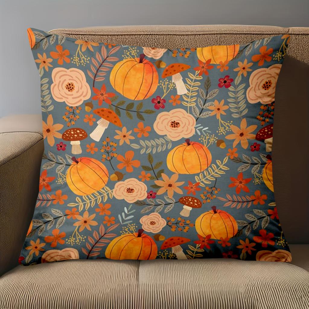 1 pieces -2D flat printing Autumn Floral Pumpkins Pattern Decorative Cushions Polyester pillowcase,sofa decorative cushion cov