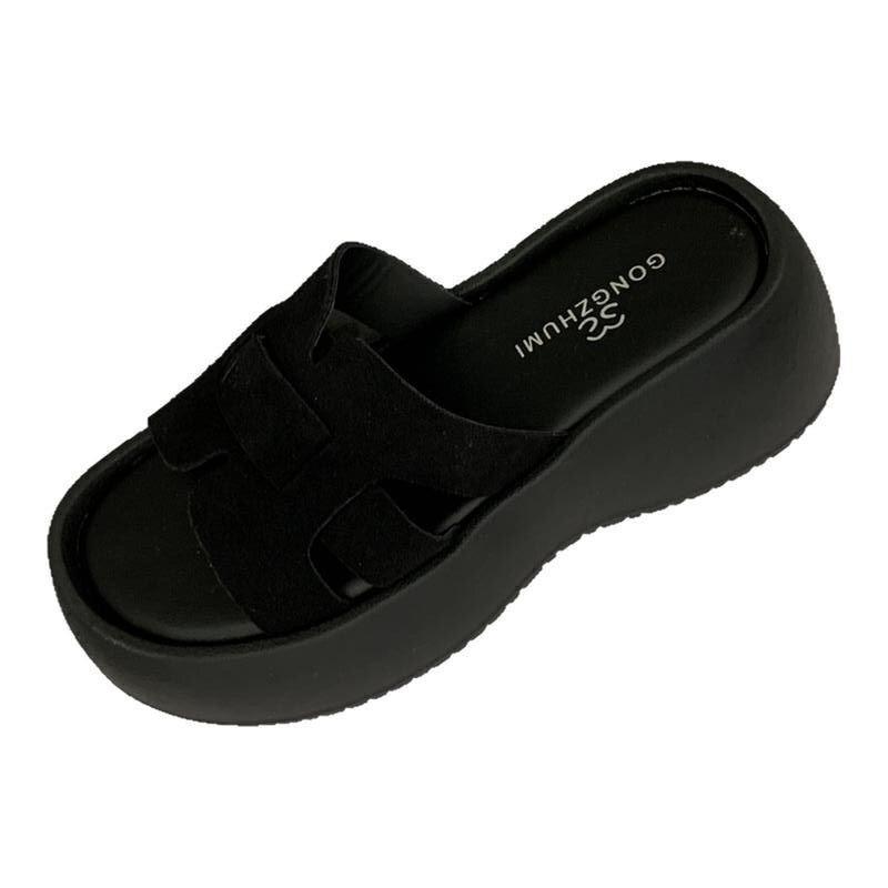 

Thick-bottomed slippers 2025 spring, summer and autumn new Korean version of fish mouth muffin thick-bottomed one-character fashionable and comfortab 35