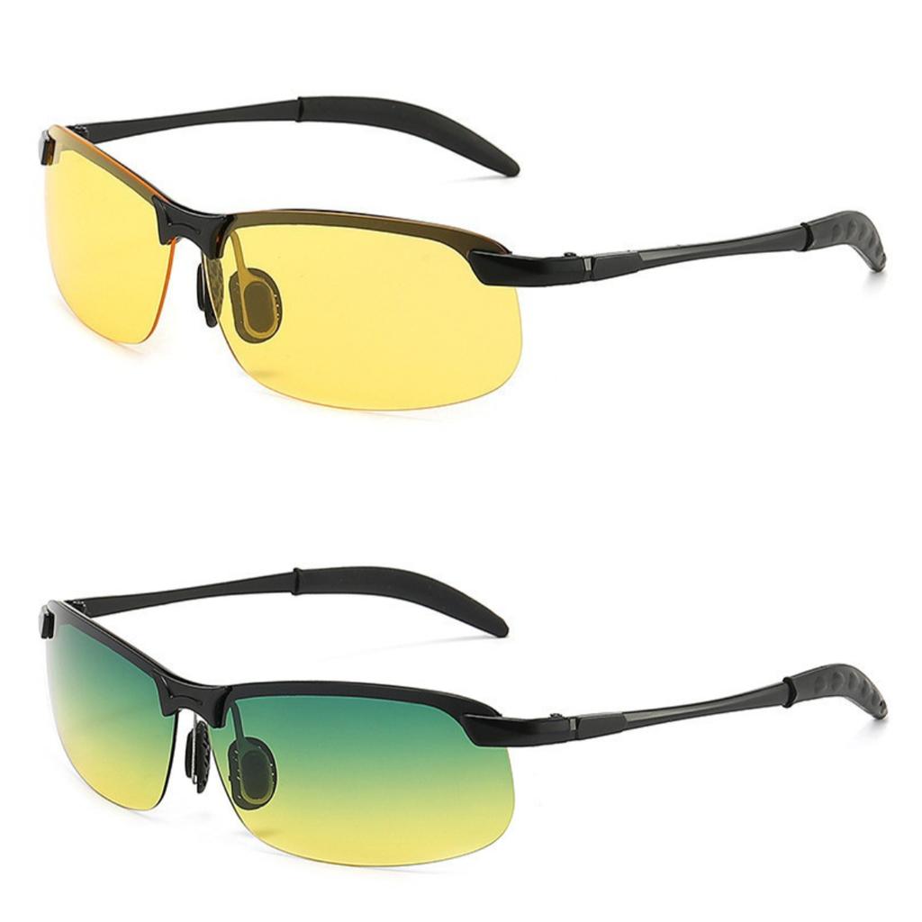 2 pairs of unisex day and night driving glasses - square frame anti glare night vision fashionable lightweight goggles