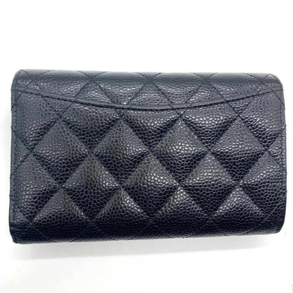 Used CHANELTri-fold wallet Matt caviar skin Women