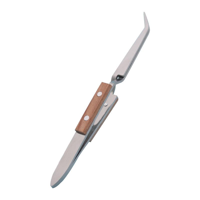 1Pc Stainless Steel Wooden Handle Multifunctional Shaping Clip Nail Shaping Clip Shaping Clip Crystal Nail Extension Tweezers Nail Art Tool