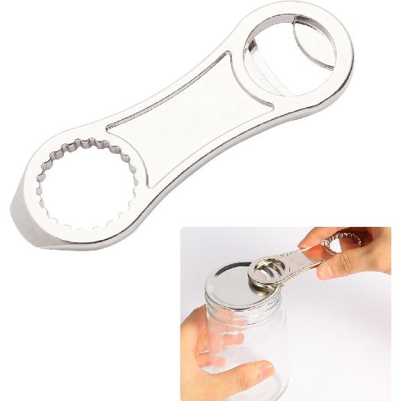 Mason Jar Opener, Canning Jar Opener for Sealed Lids, Beer Bottle Opener, Soda Can Opener, Beer Can Opener(Silver)