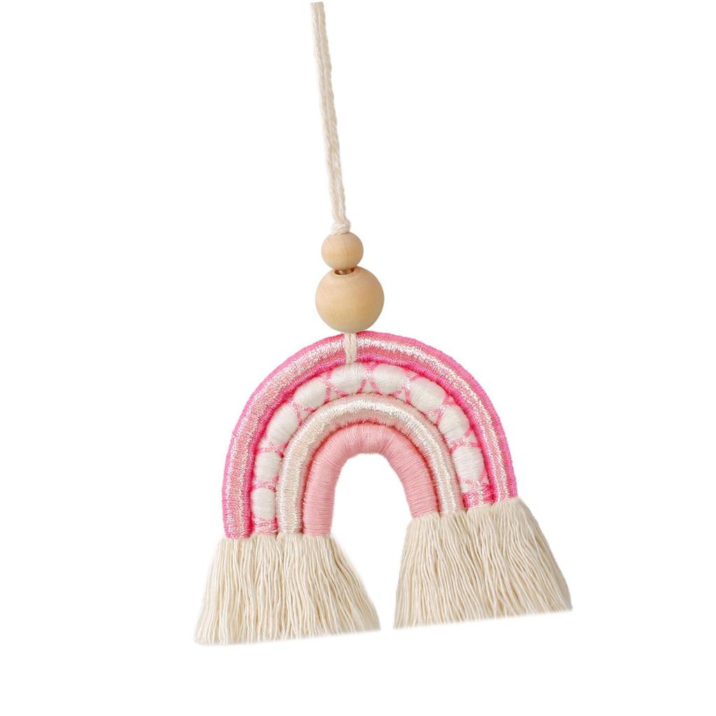 Macrame Charm Hanging Ornament Bohemian Pendant for Apartment Bedroom Pink