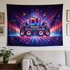 Retro Neon DJ Boombox Wall Tapestry - Horizontal Music Boombox with Cassette & Vinyl Print, Fabric Suitable for Home, Bedroom, Dorm Decor - Nostalgic 