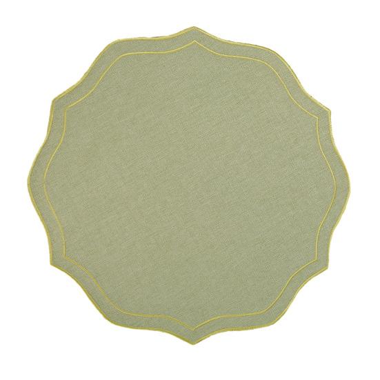 

Linen Placemats with Embroidery Overlocking Dining Placemats Durable Anti-Slip Table Protector for Hotel Restaurant Kitchen B зелёный