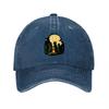 Campfire Night Washed Canvas Baseball Cap Forest Scene Embroidery Hat for Outdoor Nature Lovers