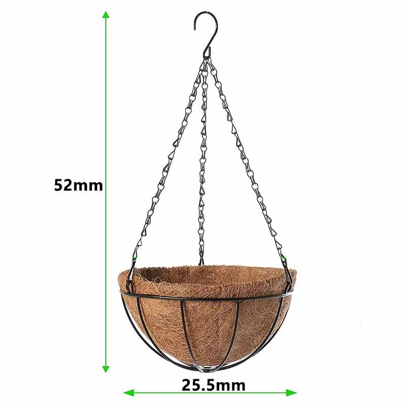 1 Pcs 8/10 Inch Holder Metal Home Balcony Decoration Round Wire Plant Hanging Basket for Plants Flower Garden Pot Planters