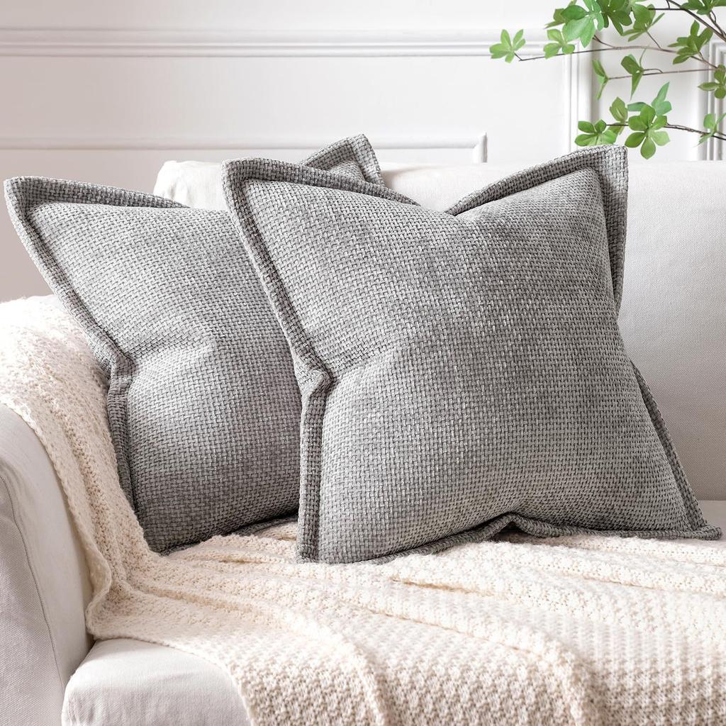 Simple Cushion Cover Living Room Sofa Bedroom Chenille Small Plaid Braided Pillow Case Edged