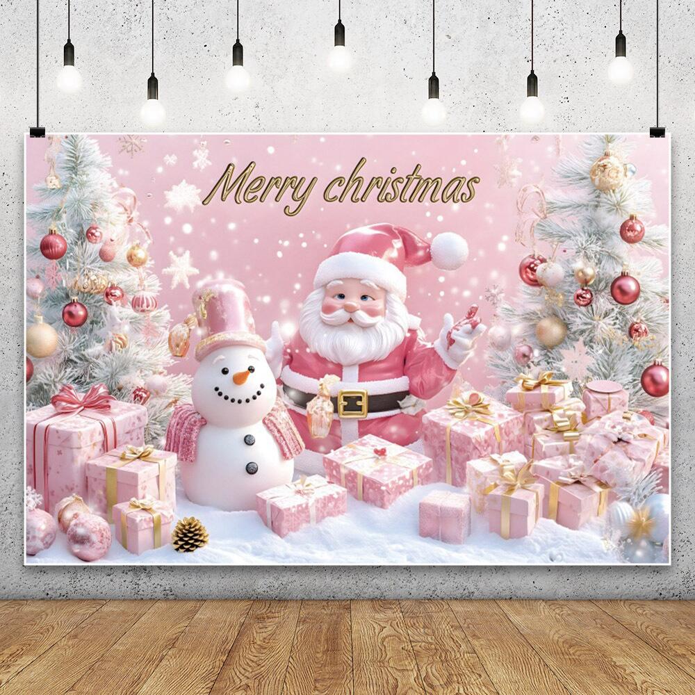Winter Snowflake Christmas Photography Backdrop Decor Xmas Pine Tree Snowman Glitter Merry Christmas Party Photo Background Prop