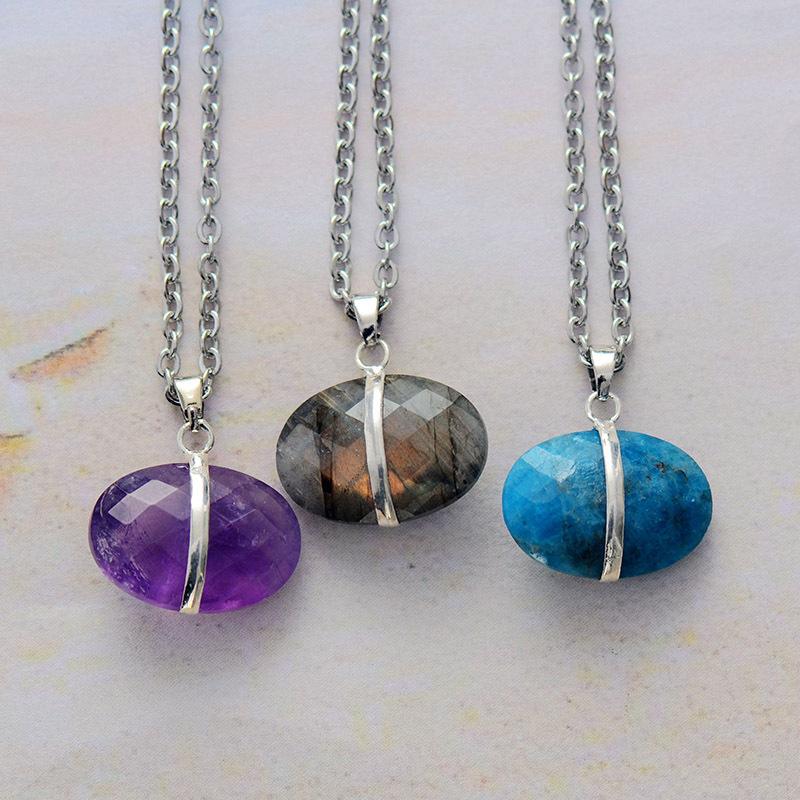 High-Quality Elongated Stone Simple And Fashionable Water Drop Pendant Necklace Popular Jewelry Natural Stone Crystal Jewelry
