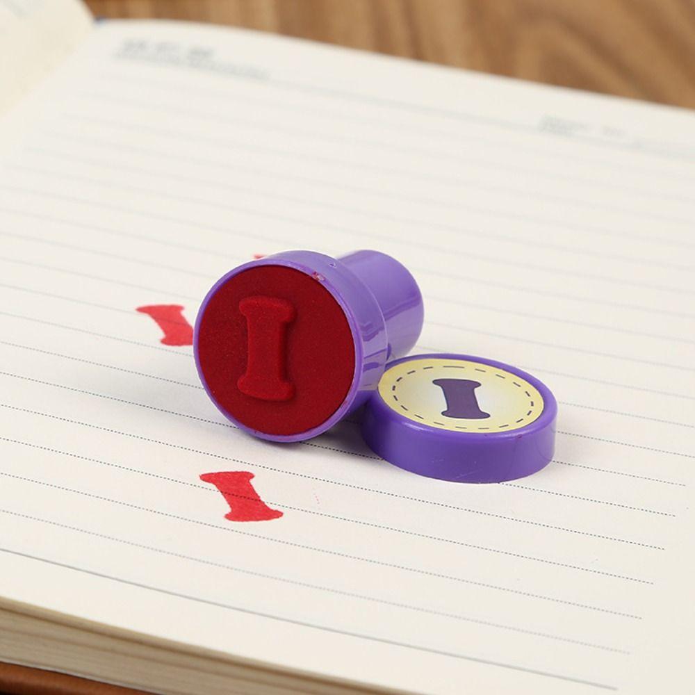 Cartoon Children Arithmetic Seal Number 26pcs Alphabets Letters Round Stamp   Kids/Children