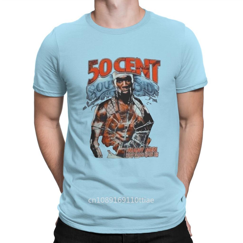 Men Popular American Rap Singer T Shirt 50 Cent Pure Cotton Tops Funny Short Sleeve Crew Neck Tee Shirt Gift Idea T-Shirts