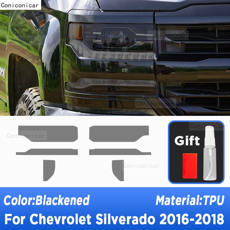 

Car Headlight Tint Anti-Scratch Protective Cover Film Self Healing TPU Stickers For Chevrolet Silverado 2016-2018 Accessories A