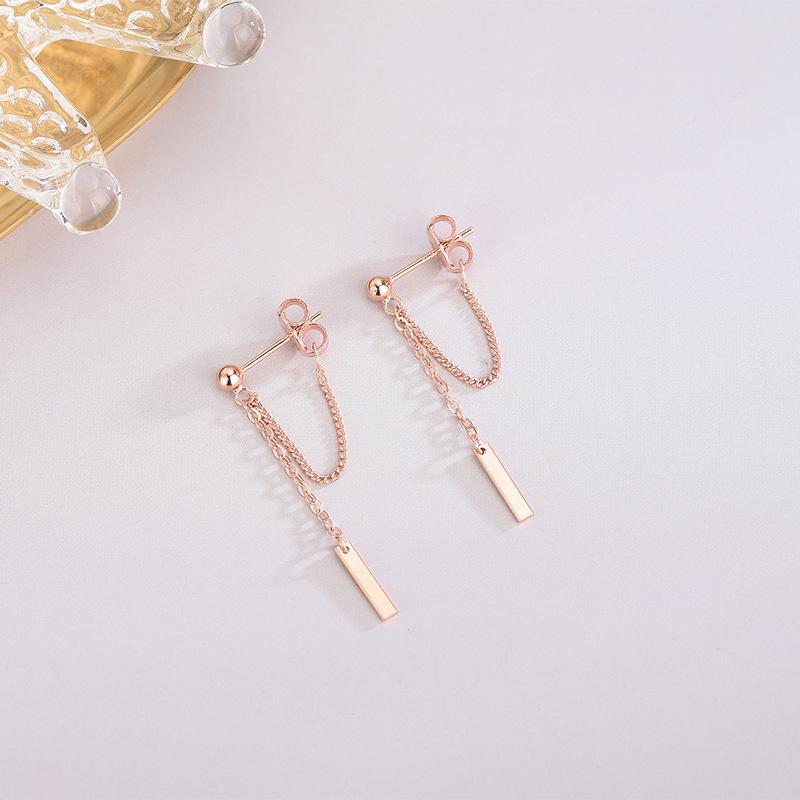 

S925 Silver Scenic Bead Chain Tassel Earrings in Japanese-Korean Style S925 Silver рожевий колір золота