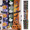 Halloween Backdrop Curtain Foil Fringe for Halloween, Orange Purple Black Background Shiny Tinsel Photo Booth Props, Pumpkin Ghost Bat Party
