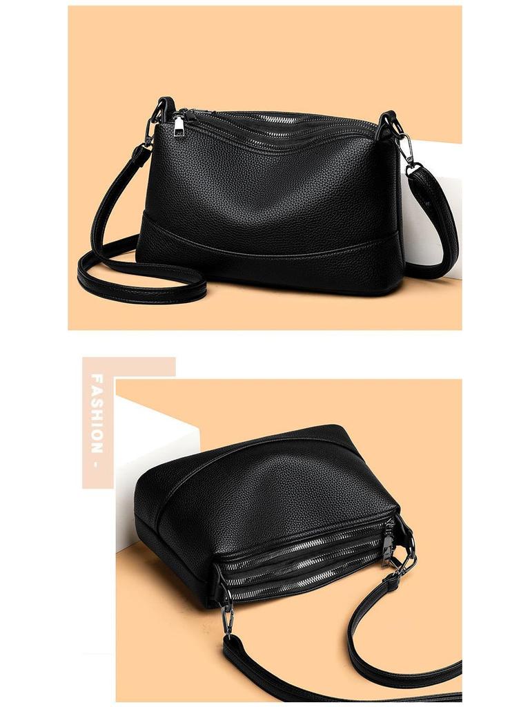 Elegant Women's Soft Leather Large Capacity Crossbody Bag 2025 - Chic Handheld Tote for Commuting Moms