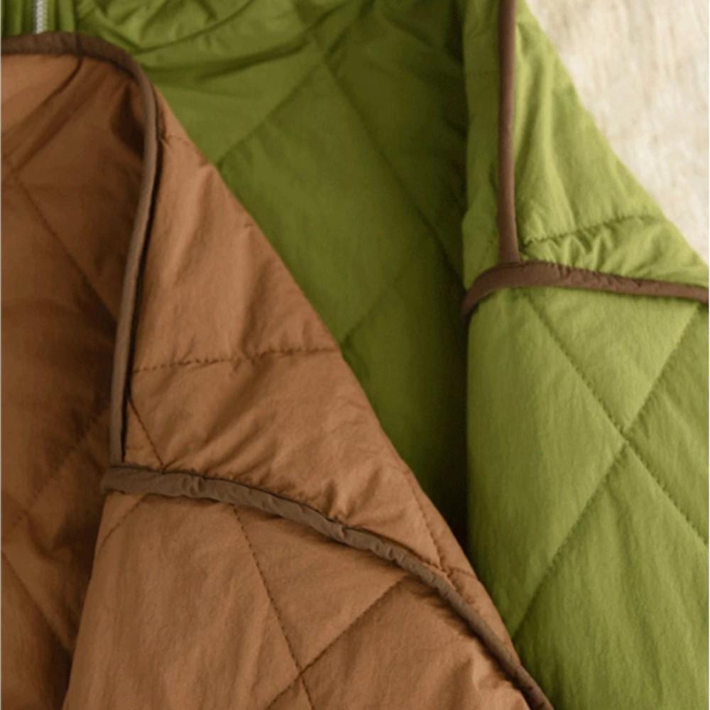 Johnature Women Vintage Winter Hooded Patchwork Coats Zipper Long Sleeve Warm Casual Female Coats