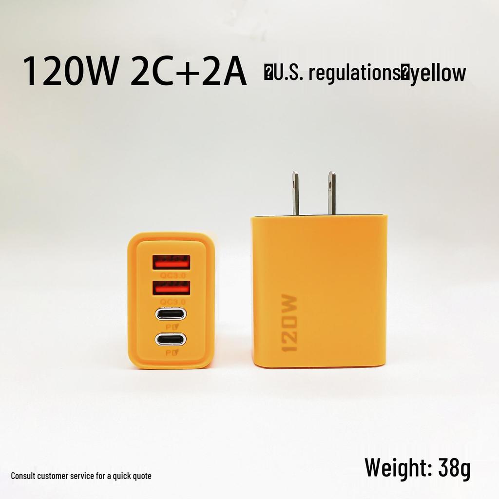 120W Multi-Port Fast Charger: Dual USB & Dual Type-C, US & EU Compatible