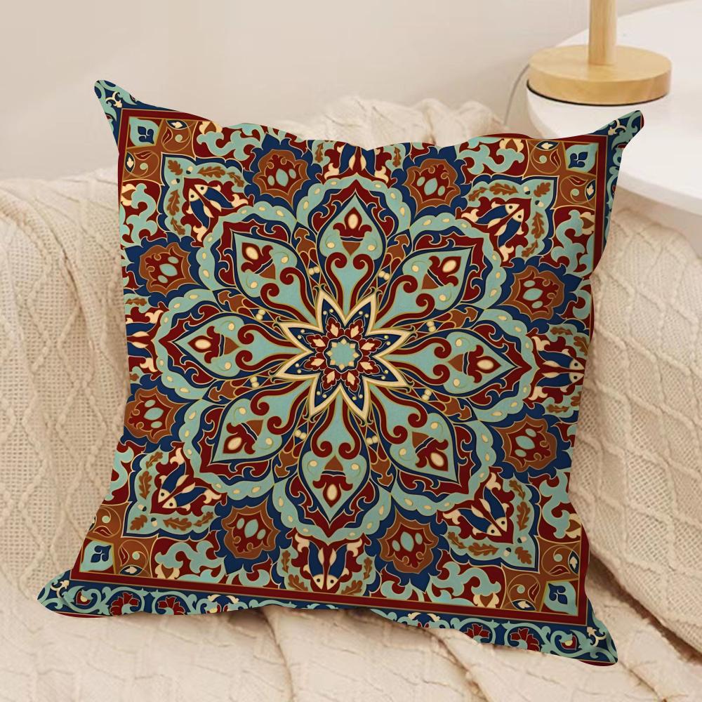 Bohemian Ethnic Decorative Cushion Cover Silky Short Plush Double-Sided Printed Pillow Case for Sofa All Seasons Home Decor Gift