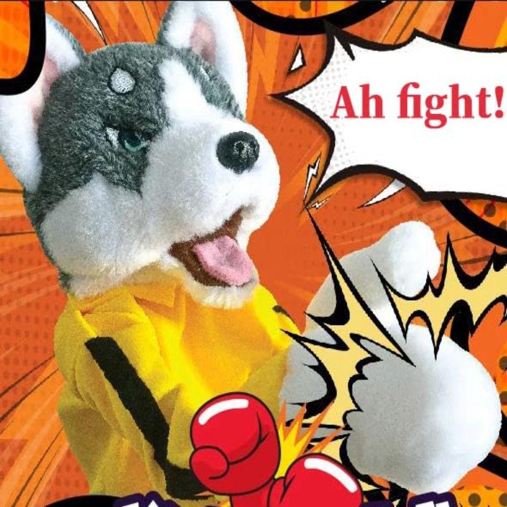 1/2Pcs with Sound Boxing Dog Doll Plush Interactive Toy Funny Husky Vocal Hand Puppet