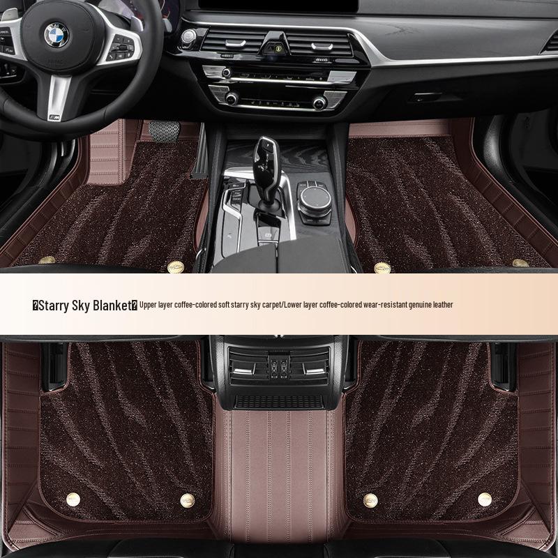 Full Coverage Genuine Leather Starry Sky Car Floor Mats - Double Layered for Thousands of Models