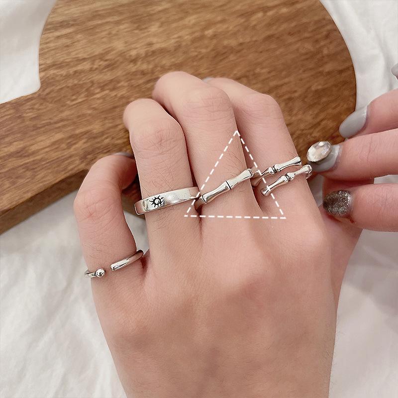 Vintage Minimalist 925 Sterling Silver Adjustable Ring for Women