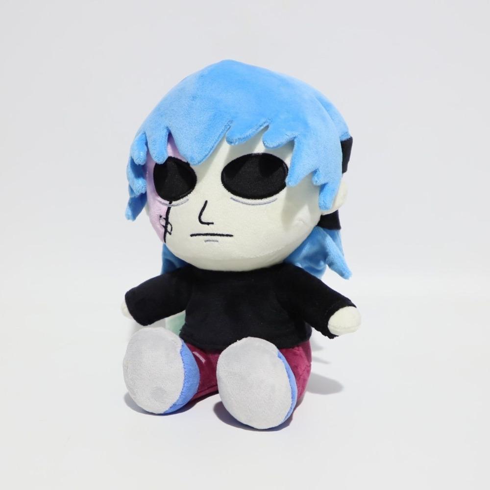 Sally Face Sal Fisher Plush Toy Cute Blue Hair Game Character Stuffed Doll Soft Fluffy Horror Game Peripheral Collectible Plushies Gift for Game Fans