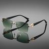 Frameless Fashion Trimmed Sunglasses Men'S High-End Sense Uv-Proof Business Wind Driver Driving Sunglasses
