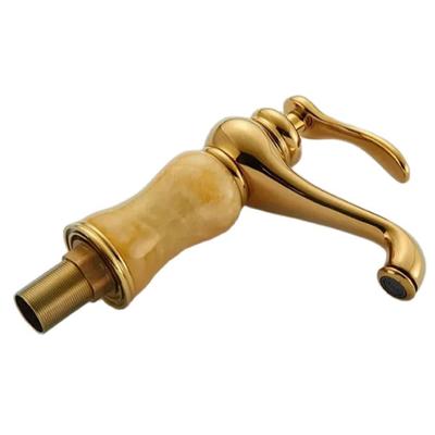 Europäischer Gold-Badezimmerhahn, Antiker Kupfer-Waschtisch, Heiß- und Kaltwasserhahn, Roségold, Retro