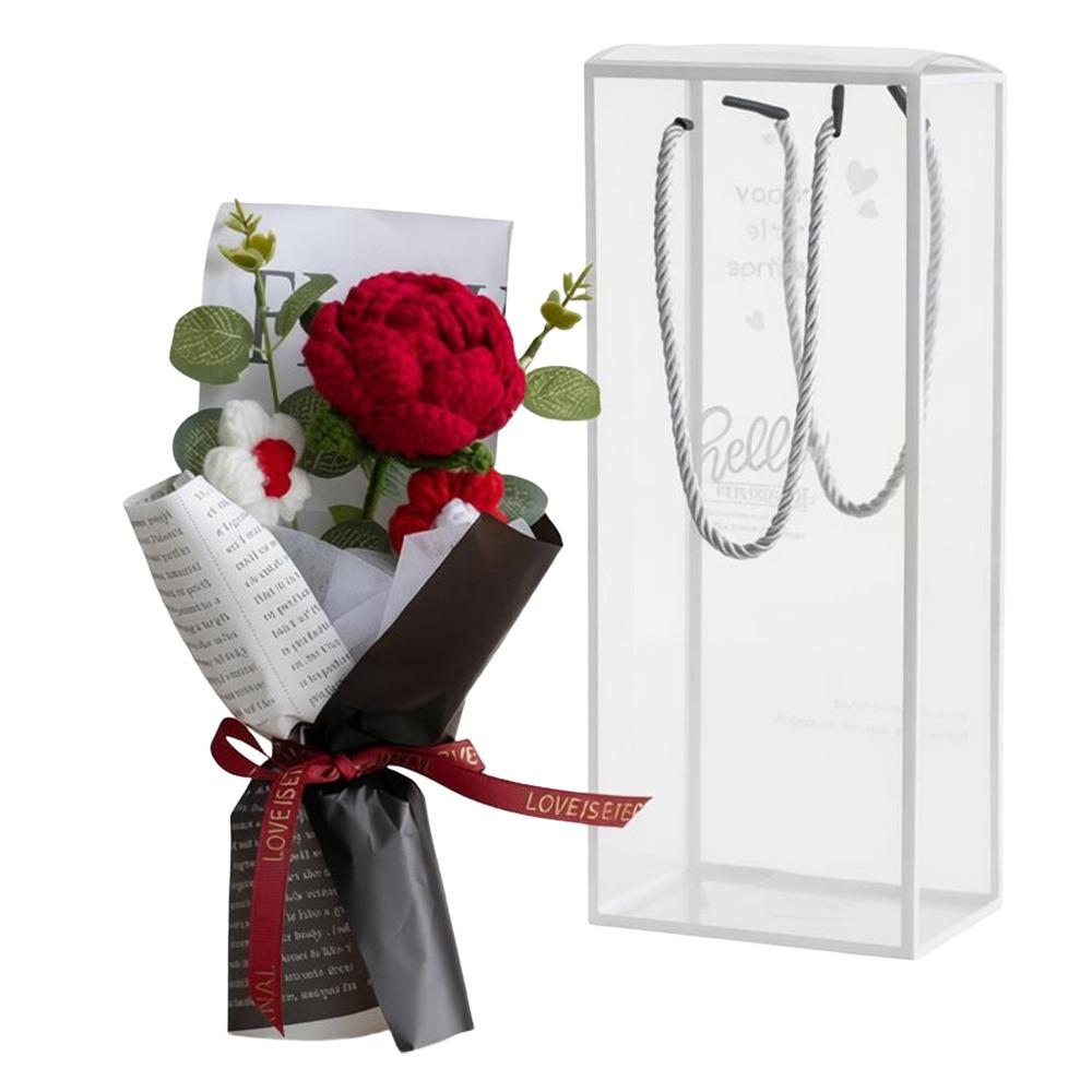 Photography Props Crochet Flowers Bouquet Knitted Eternal Simulated Flowers  Valentine'S Day