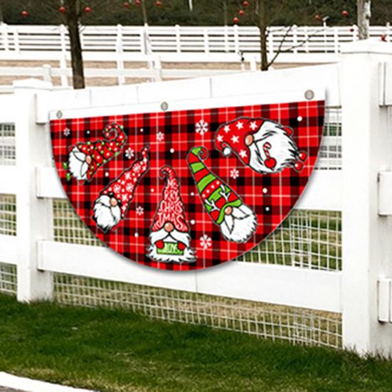 Hanging Flag Fancy Exquisite Patterns Washable Hanging Flag Christmas Fan-shaped Flag Hanging Flag for Festival